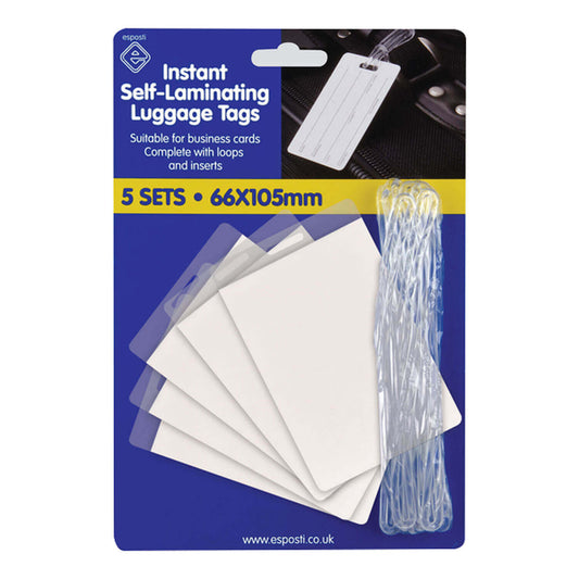 Instant Self Laminating Luggage Tags - pack 5 - 66 x 105mm